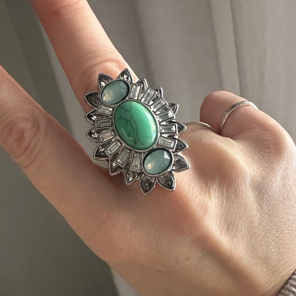 Maximalist Oversized Marquis and Faux Stone Stretch Ring